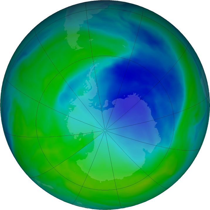 Antarctic ozone map for 03 December 2022
